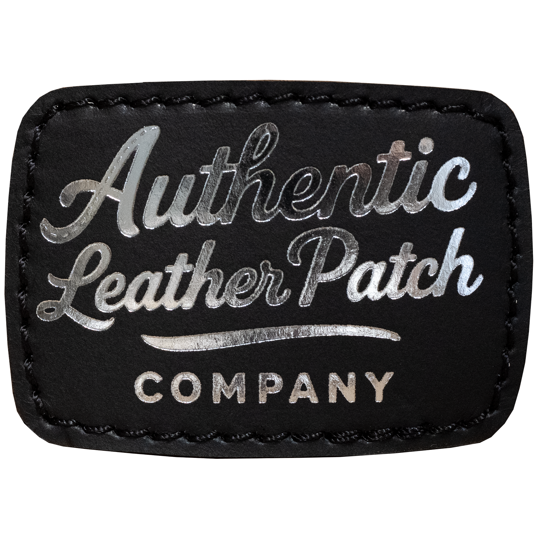Black leather patch with silver foil