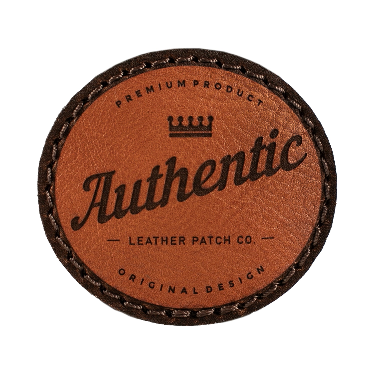 Chestnut leather with brown stitching and stitch over border