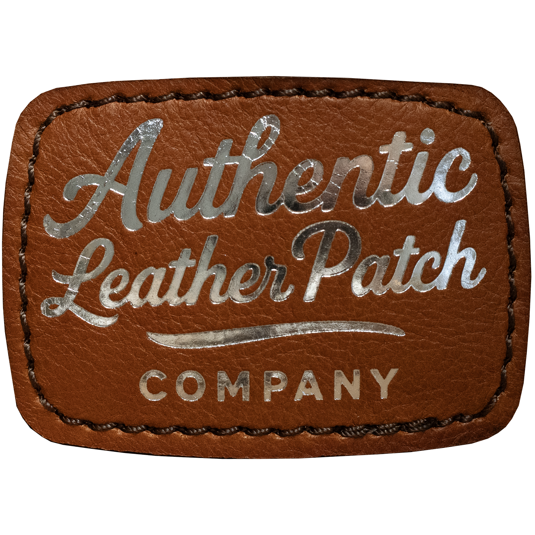Chestnut leather patch with silver foil