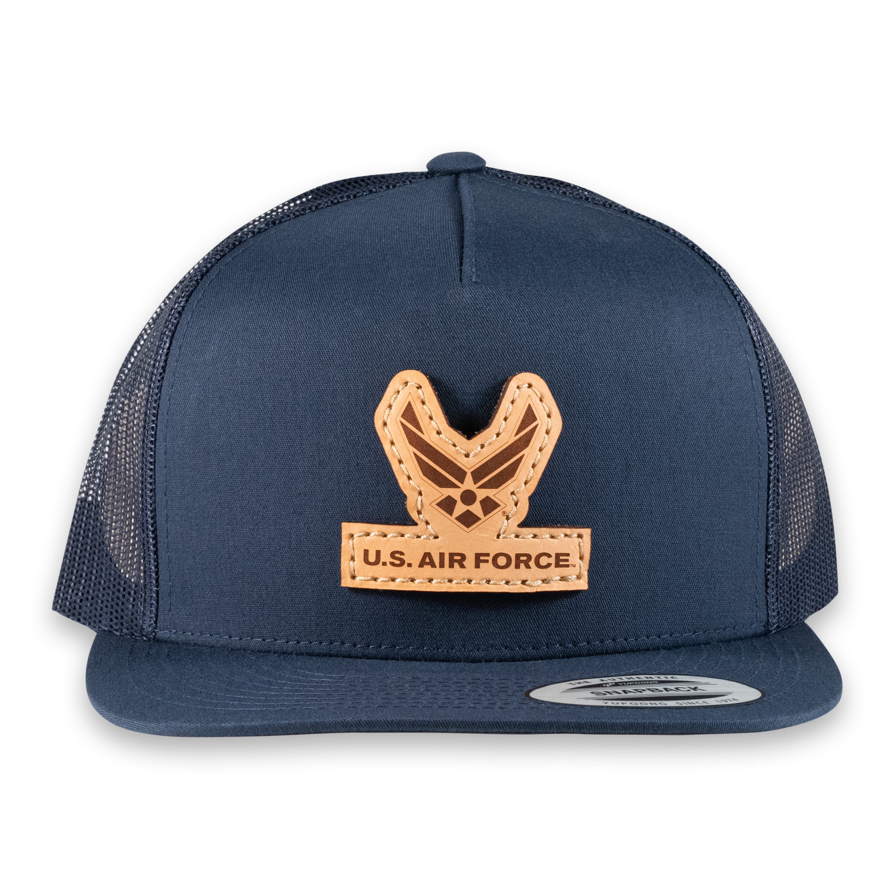 U.S. Air Force Custom Flat Bill Trucker Hat- Officially Licensed Leather Patch Hat