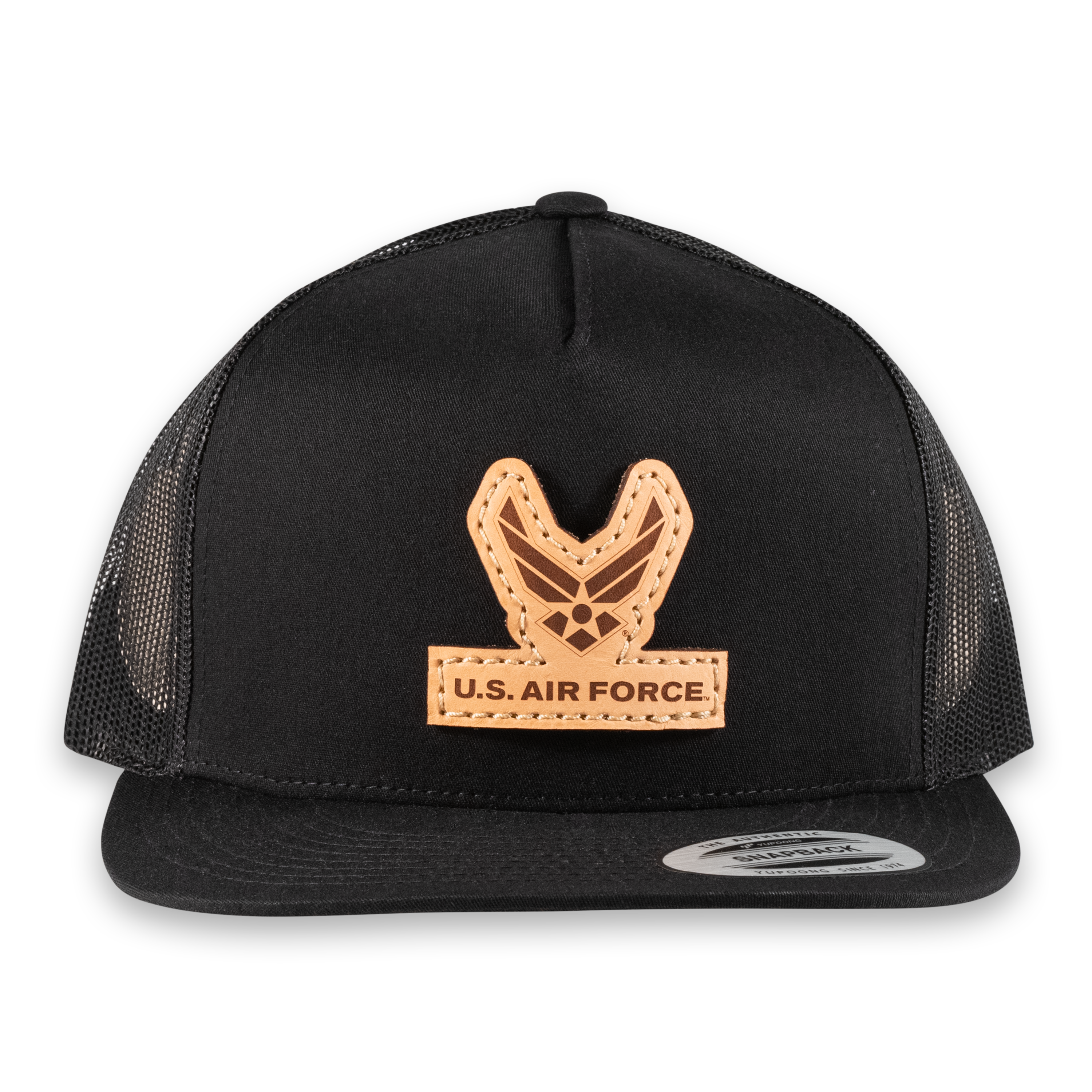 U.S. Air Force Custom Flat Bill Trucker Hat- Officially Licensed Leather Patch Hat