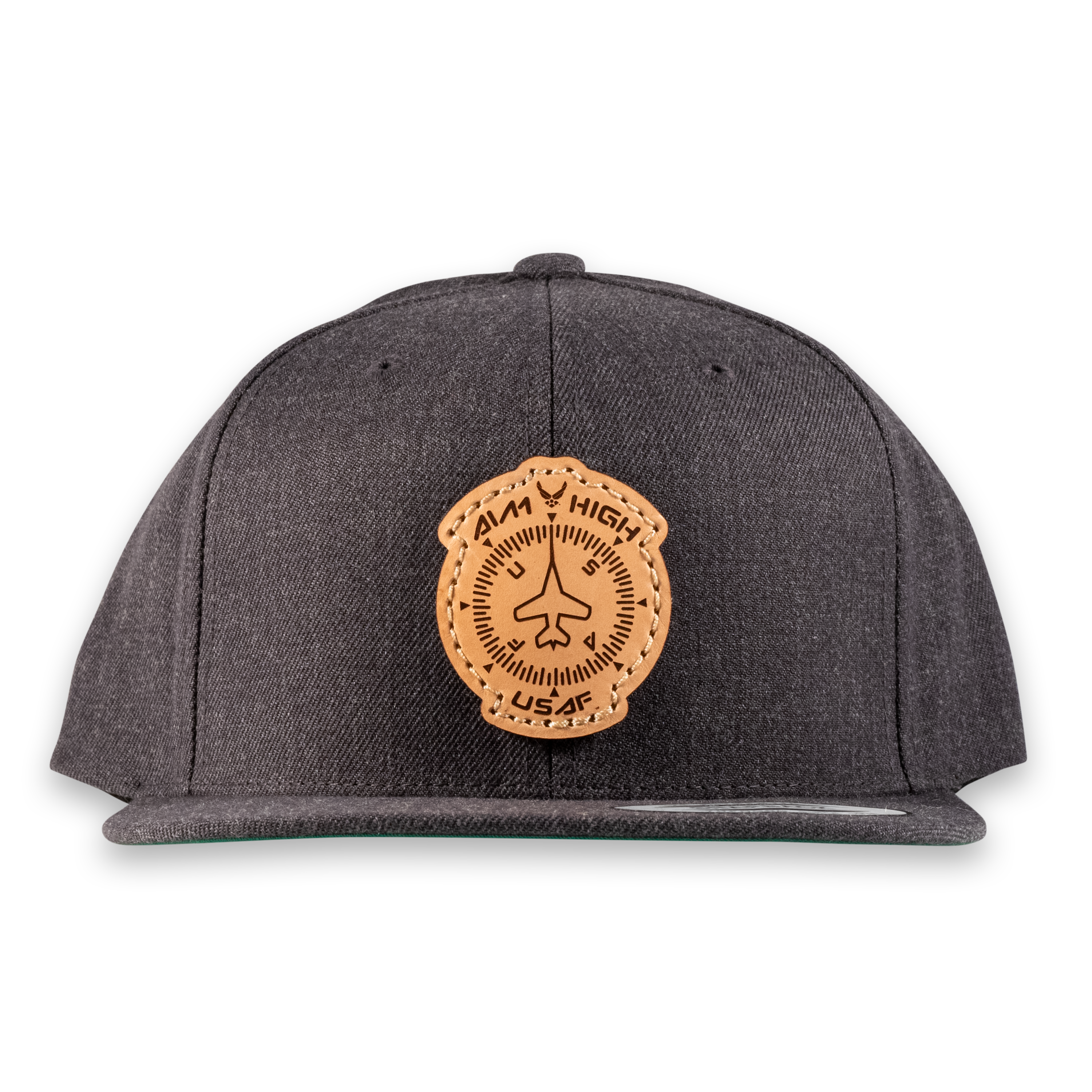 Aim High Compass Premium Flat Bill Hat- Officially Licensed Leather Patch Hat