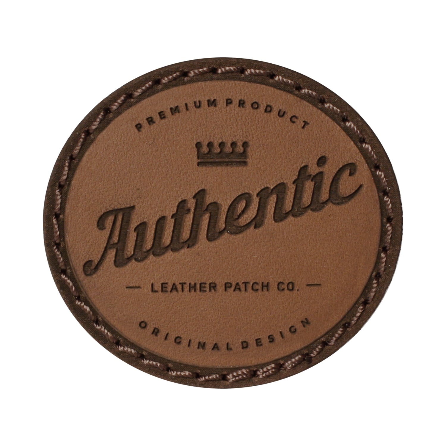 Brown leather with brown stitching and stitch over border